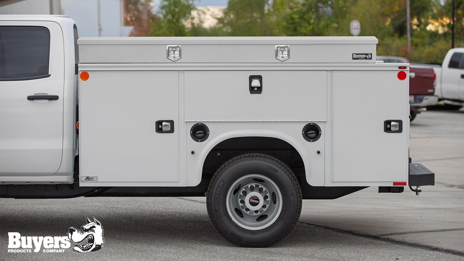 Heavy-Duty Gloss White Steel Top Mount Service Body Truck Tool Box